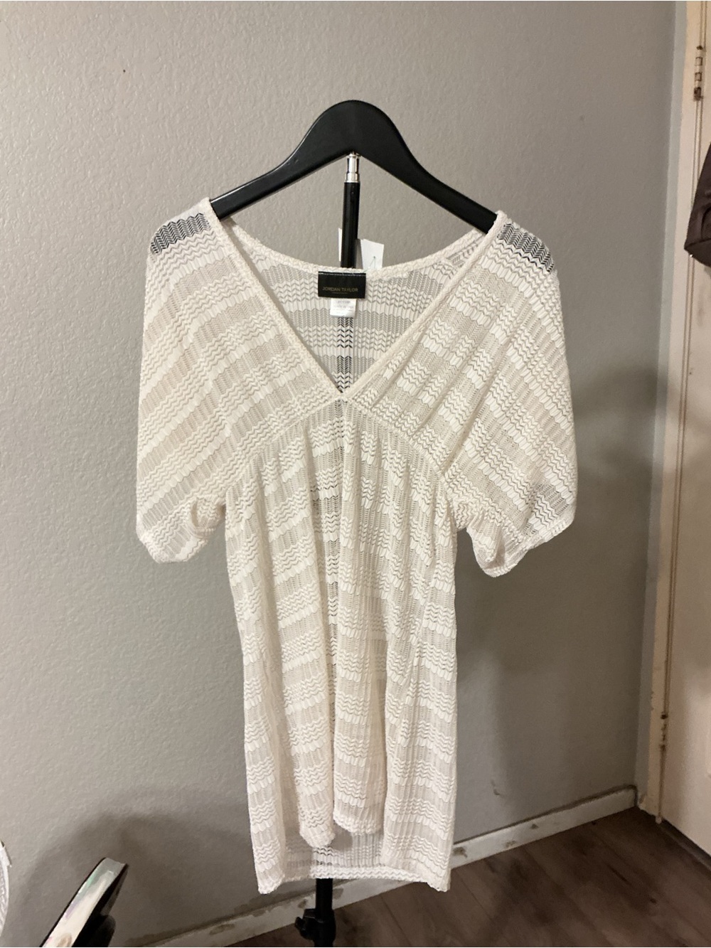Lightweight Ivory Crochet V-Neck Dress